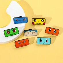 pokemon Pokemon 1/7 szt. Anime kreatywny kwadratowy Pikachu broszka słodki Charizard emalia pin plecak odzież biżuteria metalowe odznaki akcesoria prezenty dla przyjaciela akcesoria do sukienki pin na ubrania torba urok szkoła