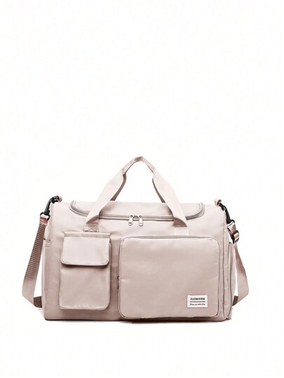 Bolsa de equipaje de mano plegable de nailon sólido con compartimento independiente para zapatos, bolsa de almacenamiento para ropa deportiva, yoga, fitness, bolsa de viaje, bolsa para la escuela, accesorios escolares