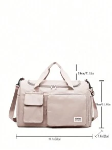 Túi xách gấp gọn bằng nylon bền chắc, có ngăn đựng giày riêng, thích hợp để đựng đồ thể thao, dụng cụ tập yoga, đồ dùng du lịch, đồ dùng học tập. - Màu be - Xem 3