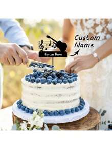 1 pièce, Décoration de gâteau avec nom personnalisé, Décoration de gâteau avec violon de musique personnalisée, Cadeau d'anniversaire unique, Décoration de gâteau de fête personnalisée, Décoration de gâteau de mariage personnalisée, Cadeau de mariage personnalisé