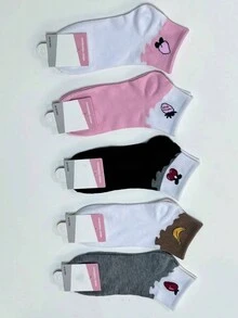 Kit 12 Pairs Cotton Socks Mid-Calf WITH Fruit Prints Fashion Premium Women's 35-40 - 彩色 - 查看 3