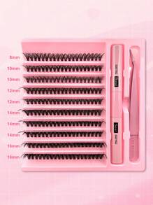 200PCS Dramatic C-Curl 8-16MM Mix DIY Lash Extension Kit Set DIY Bottom Lashes Eyelashes Book Big Volume Soft Individual Cluster Lashes Create A Fluffy Natural Wispy Y2k Butterfly Elements Pink Base Card Look At Home Long Lasting DIY Lashes Glue, DIY Glue Remover, DIY Lashes Tweezers (Bottom Lashes+30D) Lash Clusters Kit, Lashes, Eyelashes, Fake Lashes - Black - View 7