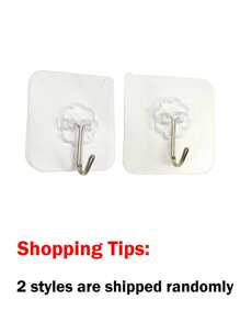 30pcs/10pcs Traceless Adhesive Hooks Strong Load-Bearing Wall Hanging Shelf, Transparent, Waterproof, Rustproof, Suitable For Kitchen, Bathroom, Living Room Without Damaging The Walls