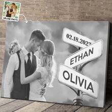 Catygift Customized Photos - All I Need Is You - Personalized Canvas Painting - Couple Gift - Gift For Husband/Wife - Gift For Newlyweds - Wedding Gift - New Home Decor Canvas Painting, Valentine's Day Decorations, Birthday/Graduation Ceremony, Pattern Printing,Home Decor Living Room, Personalized Wedding - As Shown - View 1