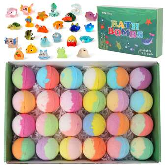 24pcs/Box 50g Aromatherapy Bath Bomb Fizzers With Essential Oils, Plant Extracts Handmade Spa Bath Salts, Great Gift Idea For Mom, Women, Men, Birthday