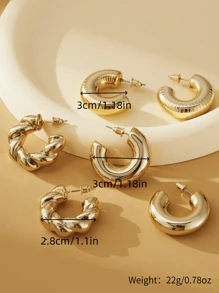 9 件简约时尚 C 形和水滴形耳环，高端独特女士耳环，适合日常佩戴和派对