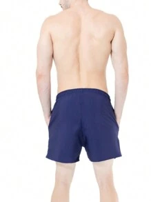 Men's Set: Classic Black Basic T-Shirt And Casual Elastane Shorts - 黑色/海軍藍 - 查看 3