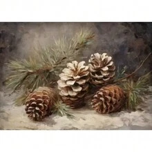 1 tấm vải Canvas trang trí tường Giáng sinh cổ điển nhẹ nhàng, trang trí nhà nông thôn, phong cảnh mùa đông, nghệ thuật ngày lễ, không khung - Nhiều màu - Xem 26