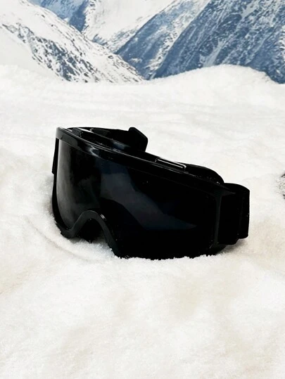  1 st fyrkantiga skidglasögon med svart båge och svart/grå lins, avslappnade, snygga, helt matchande utomhussportglasögon för skidåkning och cykling, enkel komfort, avslappnade kläder, cykelglasögon för sommar, strandsemester, utomhus, resor, höst