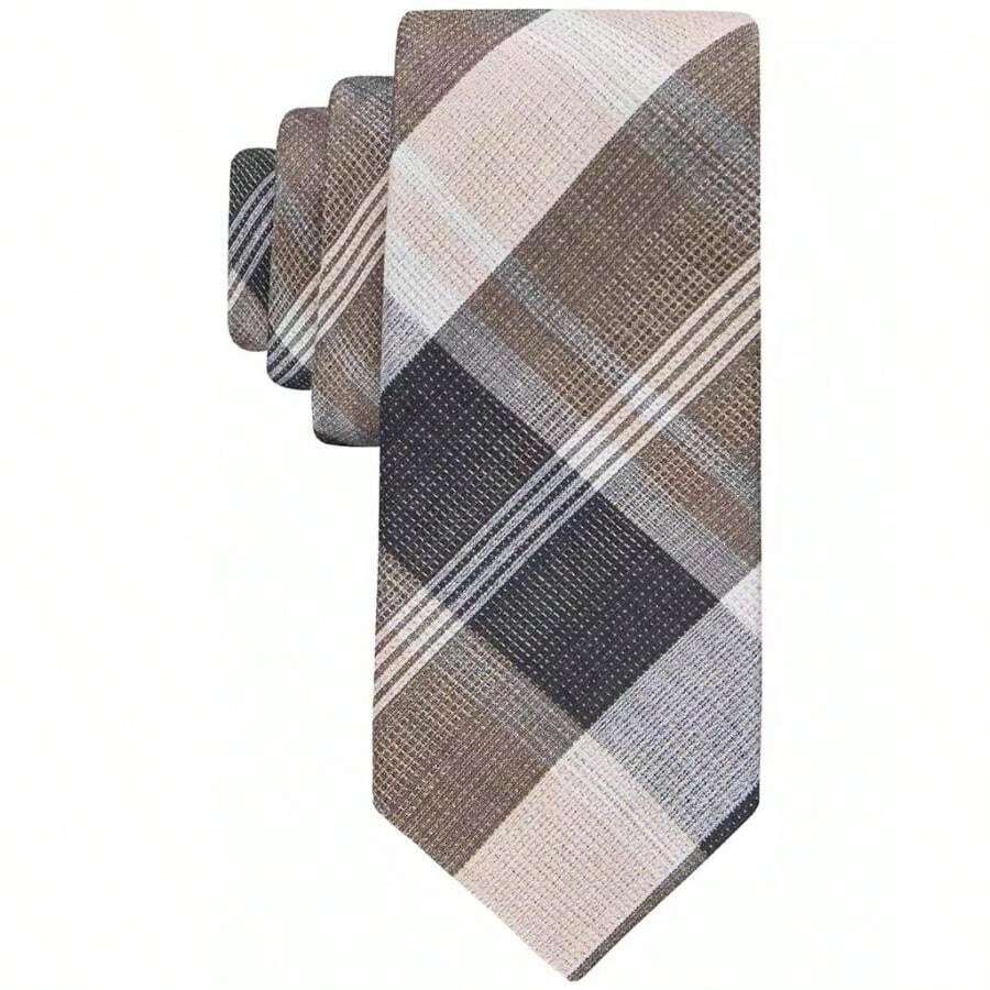 Calvin Klein Men's Seasonal Plaid Tie - Taupe - View 1