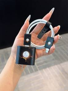 5 件手机配件套装：（1 件磨砂 TPU 软边相机保护手机壳）+（1 件 Apple 充电器头保护器（不含电池））+（2 件数据线头保护器）+（1 件硅胶扎带）- 印有新月图案，兼容 Iphone 16/16 Pro/16 Pro Max/16 Plus/7/8/7P/8P/X/XS/XR/XS Max/11/11 Pro/11 Pro Max/12/12 Pro/12 Pro Max/12 Mini/13/13 Pro/13 Pro Max/13 Mini - 彩色 - 查看 2