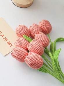 1 件针织郁金香人造花，手工针织钩针假花，家居装饰，适合节日礼物、生日礼物、送给爱人的礼物 - 彩色 - 查看 7