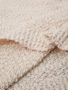 Plus Size Solid Color Crew Neck Casual Long Sleeve Knit Sweater, For Winter - Apricot - View 10