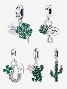 1pc Fashionable Cactus Pendant Bead, Suitable For Women's Bracelet, Bangle DIY Jewelry Making And Daily Outfit Accessories, Also Suitable For Girls To Wear. - Silver - View 1