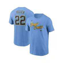 Nike Áo thun nam Boyfriend Style Christian Yelich Powder Blue  City Connect Fuse Name Number - Màu xanh phấn - Xem 3