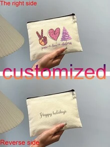 Túi cầm tay đựng mỹ phẩm Giáng sinh có khóa kéo, Túi đa chức năng, Túi đựng đồ du lịch cho nữ - Quà tặng Giáng sinh lý tưởng cho phụ nữ - Màu be - Xem 13