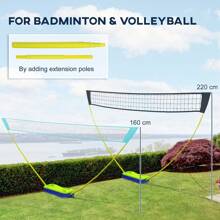 SPORTNOW Badminton Set With Volleyball, Portable Badminton Net With Two Rackets, Two Shuttlecocks, Carry Case, For Indoor, Outdoor Sports - Black - View 3