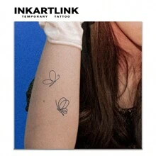 INKARTLINK 革命性技术纹身，半永久纹身，蝴蝶线条艺术，逼真纹身，情感纹身，临时纹身，防水，真实纹身外观，小众设计纹身，水果纹身，植物纹身 - 黑色 - 查看 3