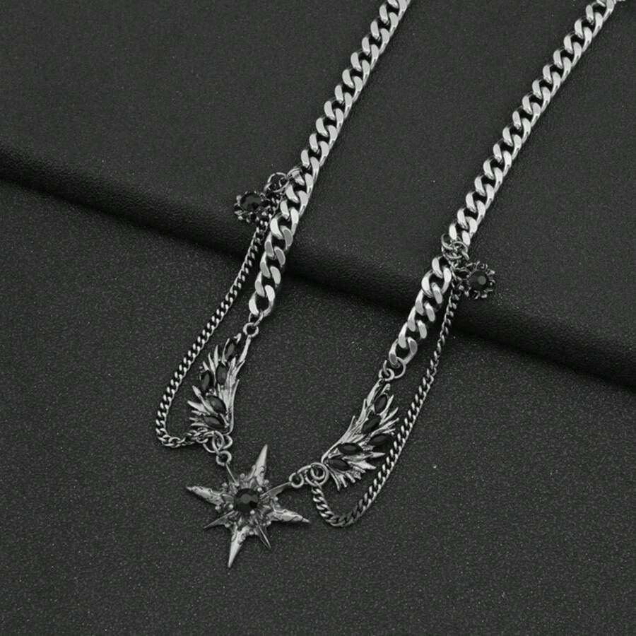 1 Peça Colar Pingente de Cruz Multi-Camadas Empilhada, Design Criativo Minimalista Estilo Hip-Hop Punk Retrô Casual, Ótimo Presente para Uso Diário, Deslocamento, Rua, Festa, Feriado