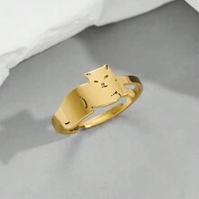 1 chiếc nhẫn mèo cưng bằng thép không gỉ dành cho phụ nữ Punk Animal Cat Nhẫn đeo tay có thể điều chỉnh cho người yêu thú cưng - Vàng - Xem 18
