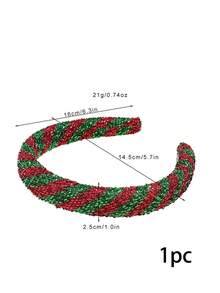 1pc Christmas Headband Striped Ribbon Bowknot Top Hairband, Shiny Tinsel Decor Party Hair Accessory For Women, Fashion Headpiece - Multicolor - View 5