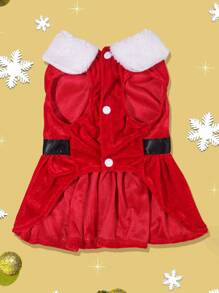 1件经典圣诞老人宠物服装，适合猫狗穿着