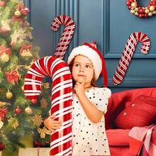 5 piezas Grandes Bastones de Caramelo Rojos de Aluminio, Suministros para Fiestas Navideñas, Decoración de Árbol de Navidad y Año Nuevo