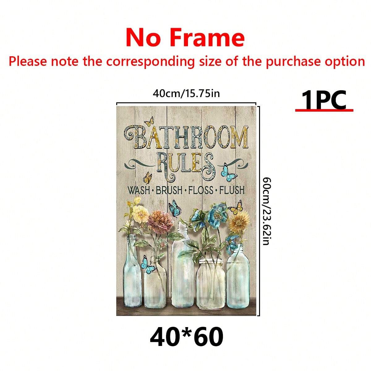 1PC Canvas Wall Art Easy To Hang Vintage Bathroom Wall Art, Bathroom