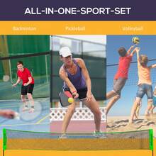 SPORTNOW Portable Badminton Set, 5M Multi-Sports Badminton Net For Pickleball Volleyball With 3 Shuttlecocks, 4 Rackets, For Indoor Outdoor, Garden, Beach - Black - View 3