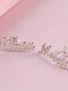 1 Pair Of Gold Silver Rose Gold Custom Name Pattern Earrings, Personalized Vintage Fun Style Stud Earrings, Mother's Day Special Accessories, Birthday Wedding Graduation Gift, Simple Design Custom 26 English Letter Jewelry, Suitable For Women Thanksgiving Christmas Halloween Carnival Mother's Day (Custom English Only)