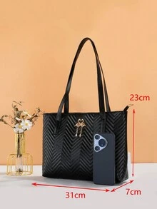 Fashion Double Swan Tote Bag, Handbag & Shoulder Bag, Unique Design, Casual & Versatile - Black - View 5
