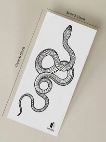 2张/套 大型花卉手臂临时纹身贴纸 - 黑白蛛网蛇缠绕图案，适合DIY、动漫节、嘉年华、音乐节、情人节、派对、礼物。防水逼真纹身贴纸，可用于性感的大腿、胸部、腹部、背部、肩膀、锁骨、身体皮肤等部位。 - 黑色 - 查看 9
