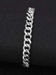 3 件装男士时尚休闲银手链、项链、戒指首饰套装，朋克风格适合日常佩戴 - 彩色 - 查看 3