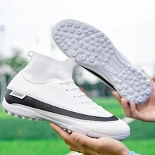 Giày bóng đá nam ngoài trời, giày tập bóng đá trong nhà, giày thể thao cổ cao chuyên nghiệp, giày thoáng khí - trắng - Xem 4