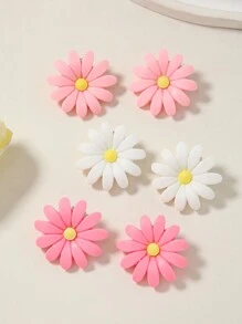 20 件/套 女婴渐变粉色花朵可爱公主侧夹雏菊发夹刘海爪发饰，日常使用 - 彩色 - 查看 5
