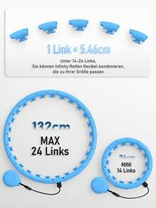 JLoibao Smart Hula Hoop Adultos para bajar de peso, Infinity Hula Hoop de 24 pasos (77-132 cm) con bola de pesas, equipo de pérdida de peso silencioso y ajustable, para principiantes y niños - Azul - Ver 2