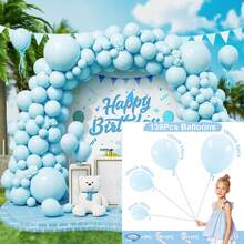 139 件沙色、白色、玫瑰色、红色、橙色、黄色、蓝色、黑色、粉色、紫色、棕色、绿色乳胶花环气球，适用于婚礼、生日、新娘送礼会、单身派对装饰、性别揭示、派对装饰、室内和室外装饰 - 彩色 - 查看 20