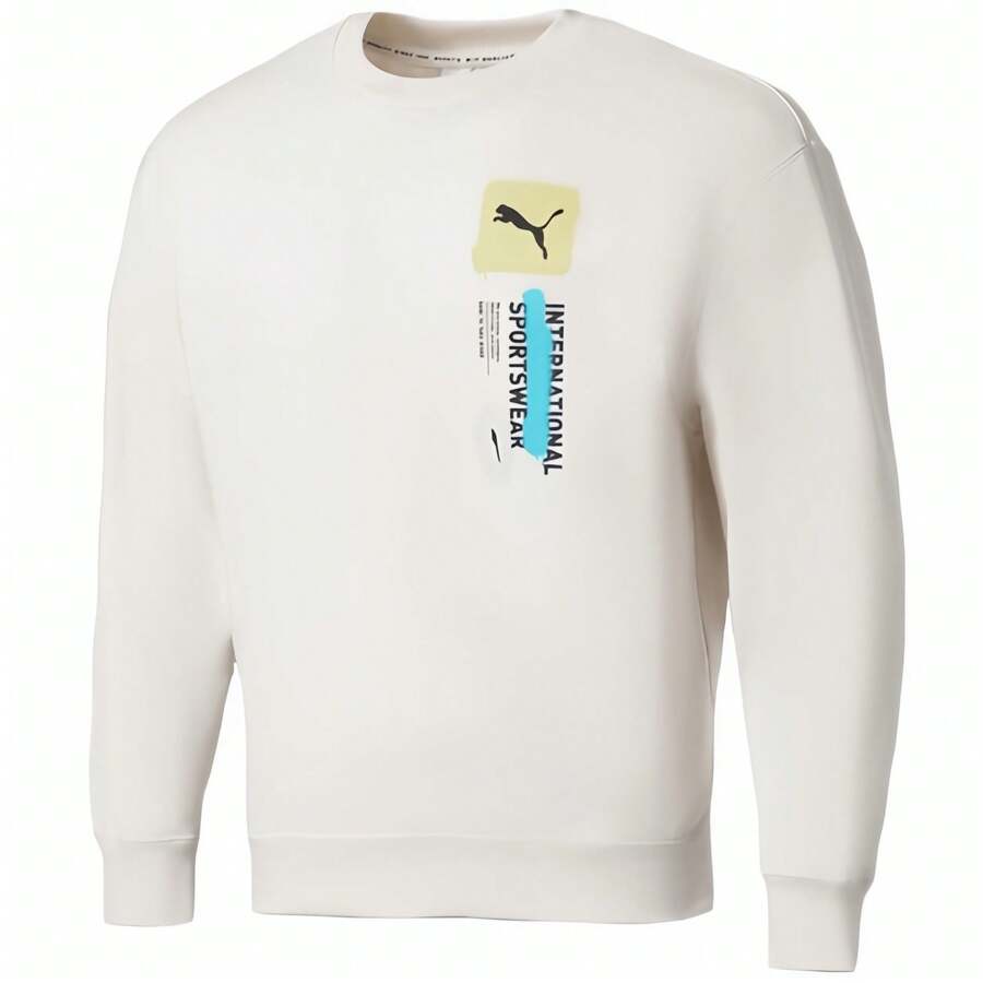 Puma 印花簡約休閒圓領套頭衫衛衣 - 米色 - 查看 1