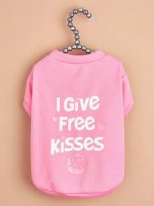 1pc Cat & Dog Graphic Print Pet Dog Vest T-Shirt, Summer - Pink - View 3