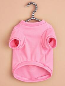 1pc Cat & Dog Graphic Print Pet Dog Vest T-Shirt, Summer - Pink - View 6