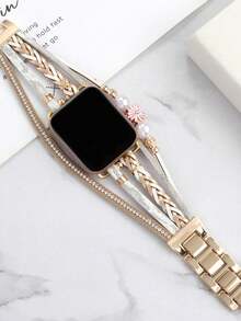 1 dây đeo bằng da sang trọng họa tiết hoa tương thích với đồng hồ Apple Watch 41mm 40mm 38mm 45mm 44mm 42mm 49mm dành cho nữ, vòng tay Boho trang sức dây đeo đồng hồ nhiều lớp tương thích với đồng hồ Apple Watch Series Ultra 9 8 7 6 5 4 3 2 1 SE - Nhiều màu - Xem 4