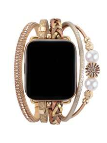 1 dây đeo bằng da sang trọng họa tiết hoa tương thích với đồng hồ Apple Watch 41mm 40mm 38mm 45mm 44mm 42mm 49mm dành cho nữ, vòng tay Boho trang sức dây đeo đồng hồ nhiều lớp tương thích với đồng hồ Apple Watch Series Ultra 9 8 7 6 5 4 3 2 1 SE - Nhiều màu - Xem 7