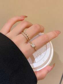 1 Bộ Nhẫn Hình Giọt Nước, Nhẫn Thiết Kế Thời Trang Cao Cấp - Vòng loại B - Xem 4