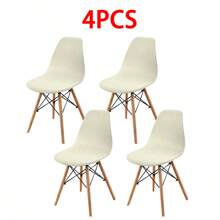 1/2/4/6pcs Corduroy Imitational Velvet Eames Chair Cover Elastic Plastic Shell Chair Seat Cushion Slipcover, Solid Color - Multicolor - View 11