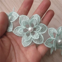 Encaje de organza con flores, recorte vintage decorativo, tela bordada, aplicación para costura, manualidades, vestido de boda DIY, decoración