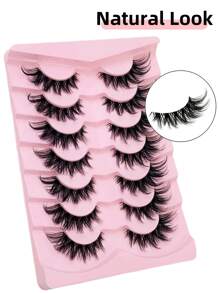 Rikuaild 7 Pairs Cat Eye Lashes Faux Mink Clear Band Eyelashes Natural Long Manga Lashes Winged End Eye Elongated Eyelashes Fake Lashes Makeup Strip Lashes, Lashes, Eyelashes, Fake Lashes - Cat Eye Lashes - View 6