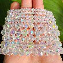 Hạt pha lê nhân tạo AB màu xanh hồ 4/6/8/10mm, tự làm cho vòng tay, hoa tai, vòng cổ, đồ dùng làm đồ trang sức - hồ xanh ab - Xem 4