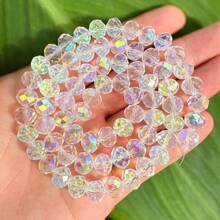 Hạt pha lê nhân tạo AB màu xanh hồ 4/6/8/10mm, tự làm cho vòng tay, hoa tai, vòng cổ, đồ dùng làm đồ trang sức - hồ xanh ab - Xem 6