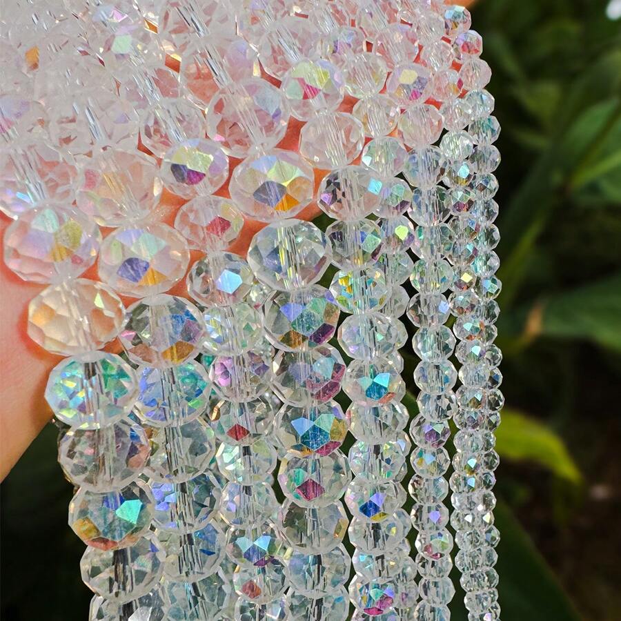 Hạt pha lê nhân tạo AB màu xanh hồ 4/6/8/10mm, tự làm cho vòng tay, hoa tai, vòng cổ, đồ dùng làm đồ trang sức