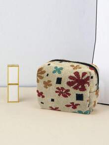 小化妆包，拉链储物袋，旅行盥洗包，零钱包，化妆品储物盒，防水可爱旅行盥洗储物袋，适合女性和女孩化妆包。多种图案选择学校用品旅行必需品袋化妆包假日必需品化妆包化妆包化妆包美容 - 米色 - 查看 6